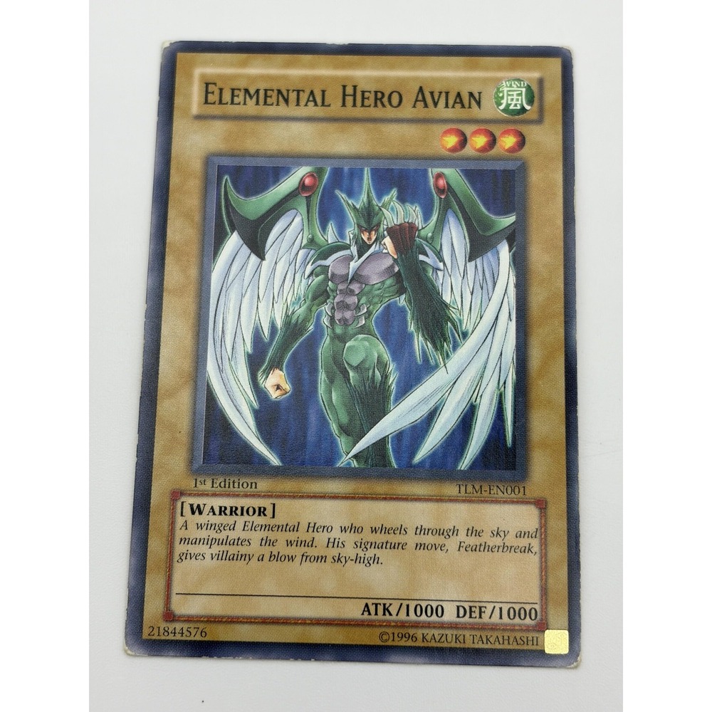 Yugioh Elemental HERO‎ Avian TLM-EN001 Rare 1st Edition MP WIND Warrior Card